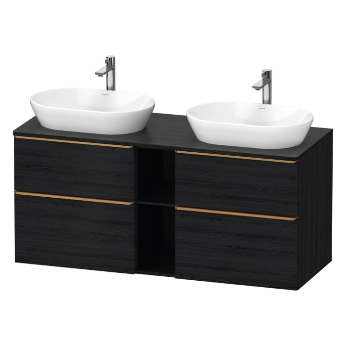 Duravit D-Neo Konsolenwaschtischunterbau für 2 Waschtische 140 x 66,4 cm, 4 Auszüge, Griff bronze gebürstet