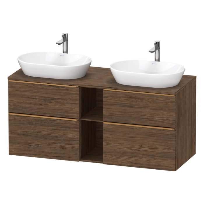 Duravit D-Neo Konsolenwaschtischunterbau für 2 Waschtische 140 x 66,4 cm, 4 Auszüge, Griff bronze gebürstet