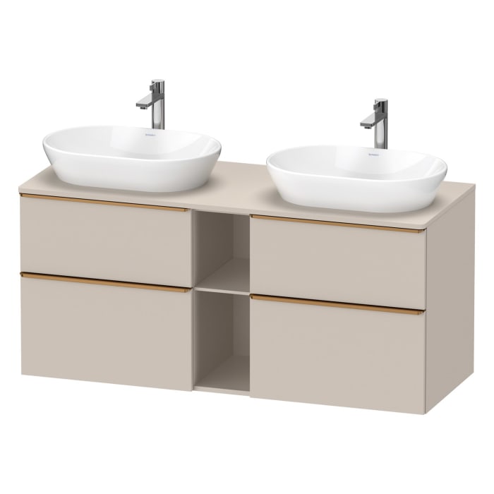 Duravit D-Neo Konsolenwaschtischunterbau für 2 Waschtische 140 x 66,4 cm, 4 Auszüge, Griff bronze gebürstet