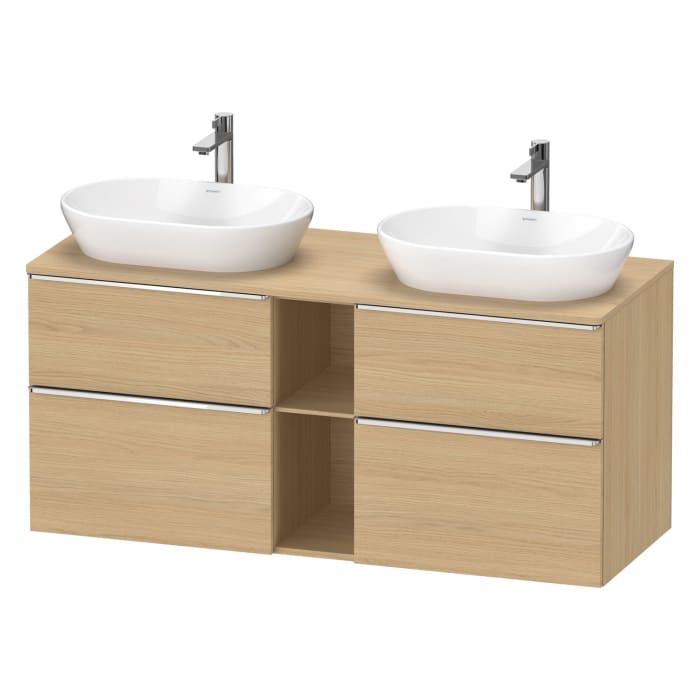 Duravit D-Neo Konsolenwaschtischunterbau für 2 Waschtische 140 x 66,4 cm, 4 Auszüge, Griff chrom