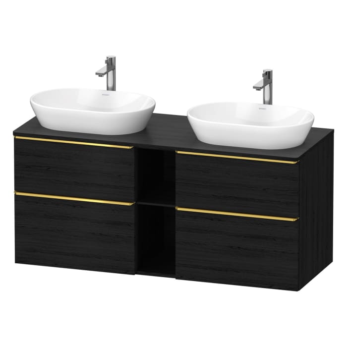 Duravit D-Neo Konsolenwaschtischunterbau für 2 Waschtische 140 x 66,4 cm, 4 Auszüge, Griff gold poliert