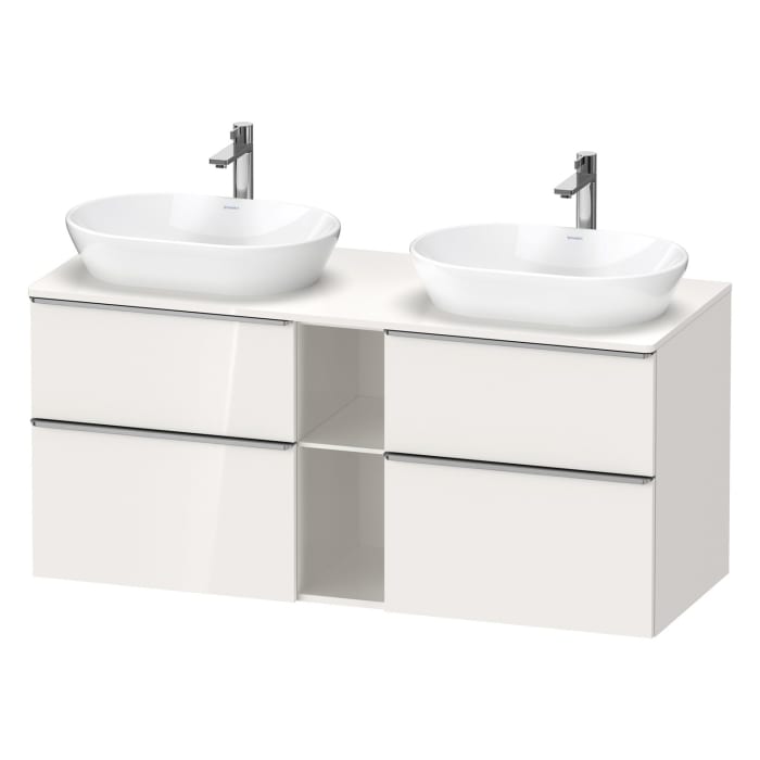 Duravit D-Neo Konsolenwaschtischunterbau für 2 Waschtische 140 x 66,4 cm, 4 Auszüge, Griff edelstahl gebürstet