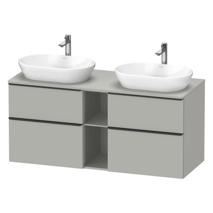 Duravit D-Neo Konsolenwaschtischunterbau für 2 Waschtische 140 x 66,4 cm, 4 Auszüge, Griff diamantschwarz