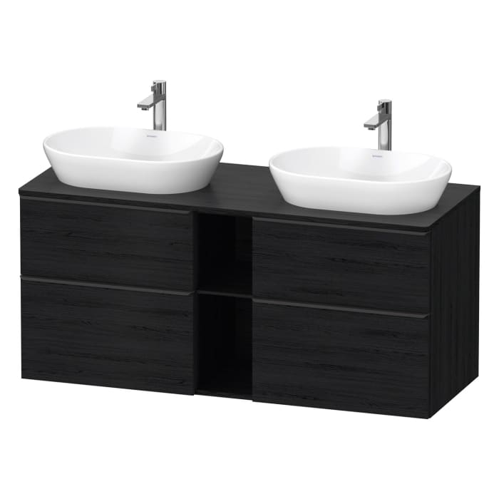 Duravit D-Neo Konsolenwaschtischunterbau für 2 Waschtische 140 x 66,4 cm, 4 Auszüge, Griff diamantschwarz