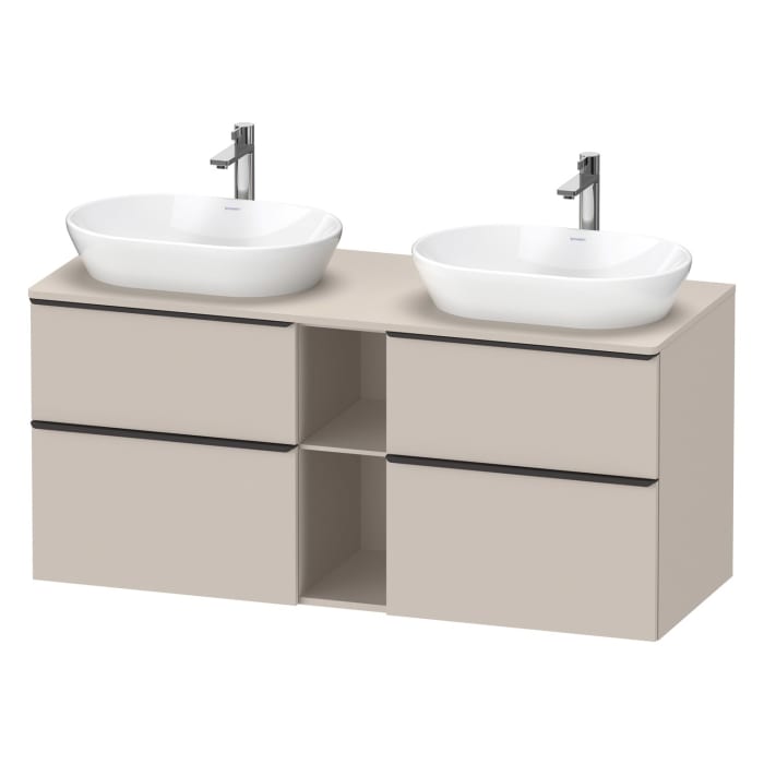 Duravit D-Neo Konsolenwaschtischunterbau für 2 Waschtische 140 x 66,4 cm, 4 Auszüge, Griff diamantschwarz