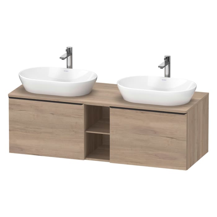 Duravit D-Neo Konsolenwaschtischunterbau für 2 Waschtische 140 x 45,9 cm, 2 Auszüge, Griff diamantschwarz