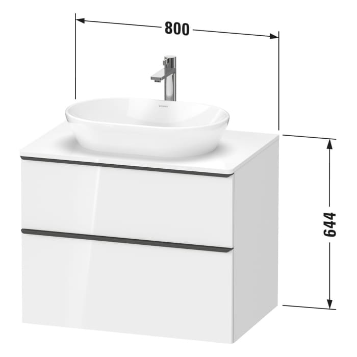 Duravit D-Neo Konsolenwaschtischunterbau 80 x 66,4 cm, 2 Auszüge, Griff edelstahl gebürstet