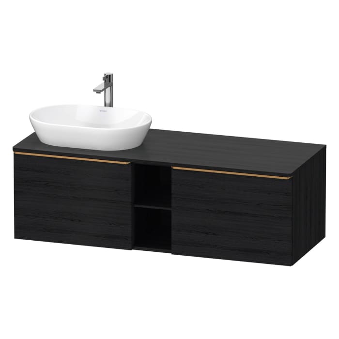 Duravit D-Neo Konsolenwaschtischunterbau für Waschtisch links 140 x 45,9 cm, 2 Auszüge, Griff bronze gebürstet