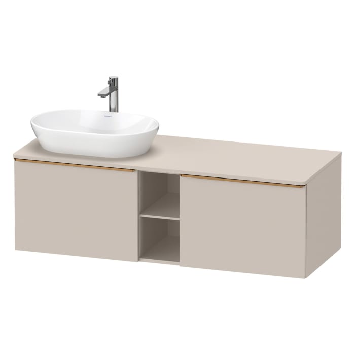 Duravit D-Neo Konsolenwaschtischunterbau für Waschtisch links 140 x 45,9 cm, 2 Auszüge, Griff bronze gebürstet