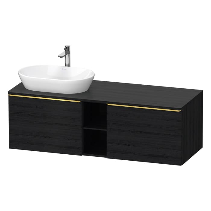 Duravit D-Neo Konsolenwaschtischunterbau für Waschtisch links 140 x 45,9 cm, 2 Auszüge, Griff gold poliert