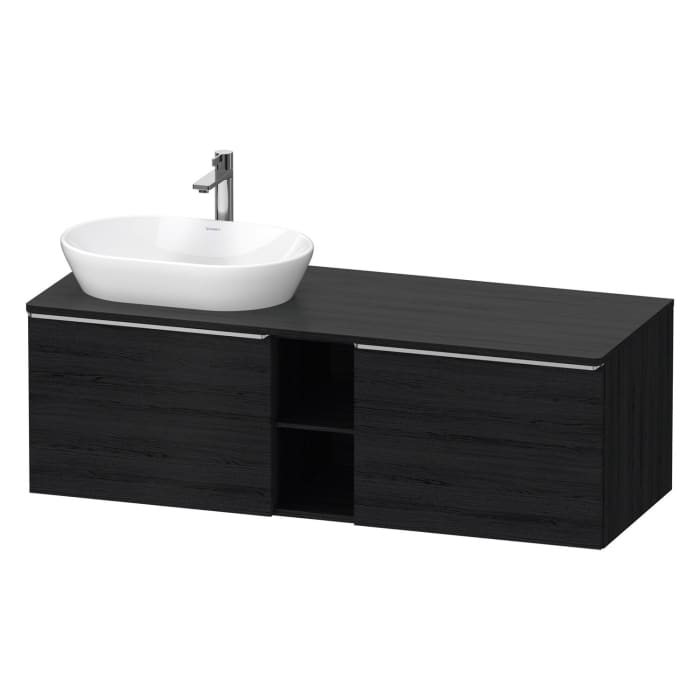 Duravit D-Neo Konsolenwaschtischunterbau für Waschtisch links 140 x 45,9 cm, 2 Auszüge, Griff edelstahl gebürstet