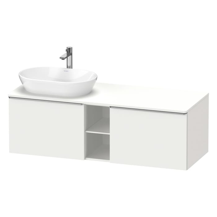 Duravit D-Neo Konsolenwaschtischunterbau für Waschtisch links 140 x 45,9 cm, 2 Auszüge, Griff edelstahl gebürstet