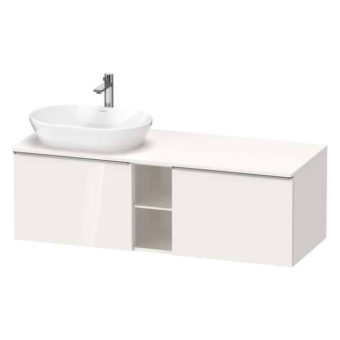 Duravit D-Neo Konsolenwaschtischunterbau für Waschtisch links 140 x 45,9 cm, 2 Auszüge, Griff edelstahl gebürstet