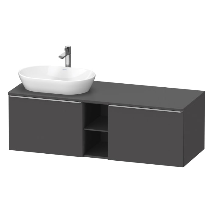 Duravit D-Neo Konsolenwaschtischunterbau für Waschtisch links 140 x 45,9 cm, 2 Auszüge, Griff edelstahl gebürstet