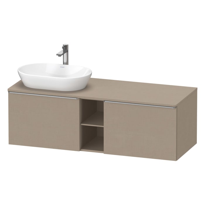 Duravit D-Neo Konsolenwaschtischunterbau für Waschtisch links 140 x 45,9 cm, 2 Auszüge, Griff edelstahl gebürstet