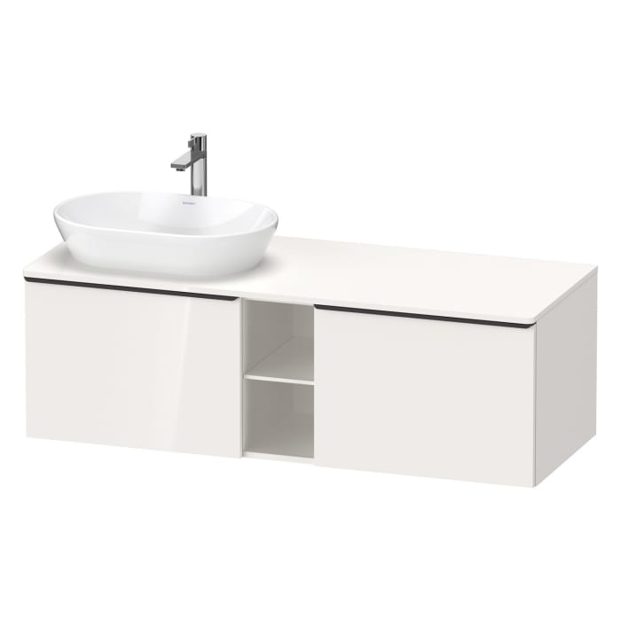 Duravit D-Neo Konsolenwaschtischunterbau für Waschtisch links 140 x 45,9 cm, 2 Auszüge, Griff diamantschwarz