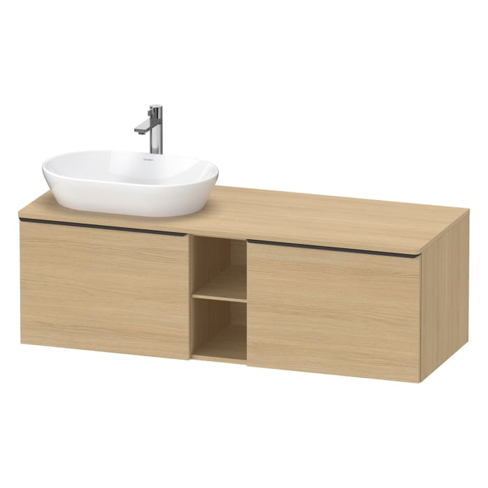 Duravit D-Neo Konsolenwaschtischunterbau für Waschtisch links 140 x 45,9 cm, 2 Auszüge, Griff diamantschwarz