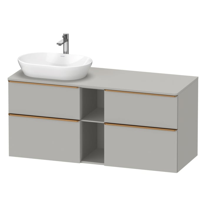 Duravit D-Neo Konsolenwaschtischunterbau für Waschtisch links 140 x 66,4 cm, 4 Auszüge, Griff bronze gebürstet