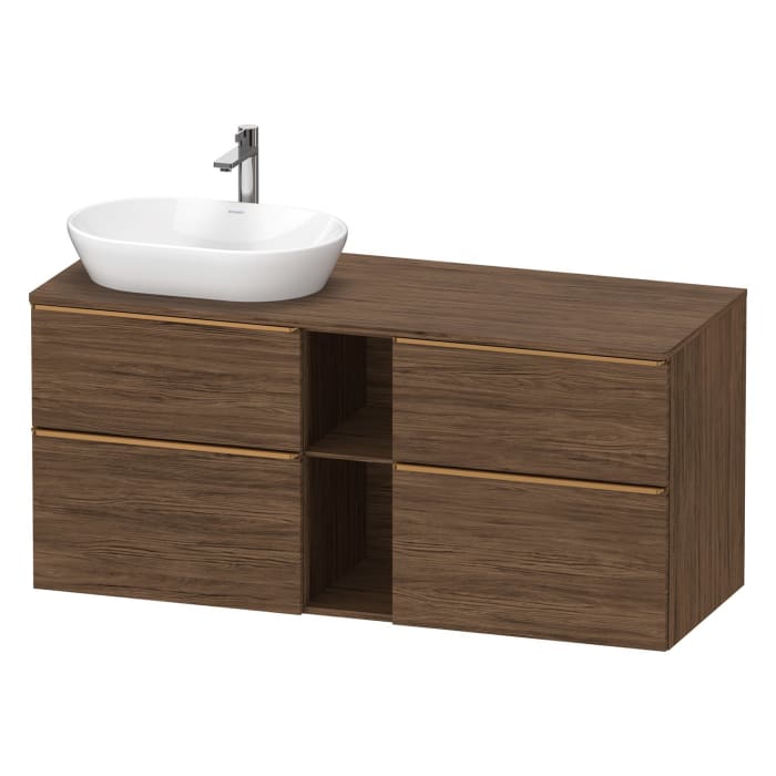 Duravit D-Neo Konsolenwaschtischunterbau für Waschtisch links 140 x 66,4 cm, 4 Auszüge, Griff bronze gebürstet