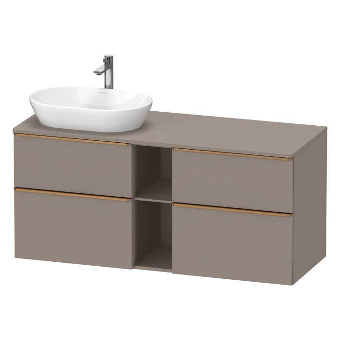 Duravit D-Neo Konsolenwaschtischunterbau für Waschtisch links 140 x 66,4 cm, 4 Auszüge, Griff bronze gebürstet
