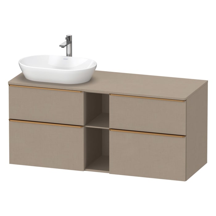 Duravit D-Neo Konsolenwaschtischunterbau für Waschtisch links 140 x 66,4 cm, 4 Auszüge, Griff bronze gebürstet