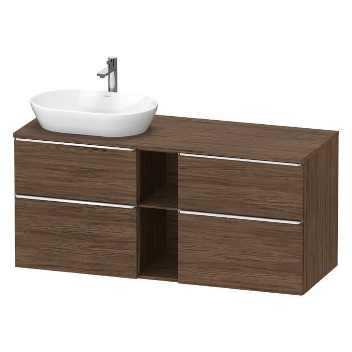 Duravit D-Neo Konsolenwaschtischunterbau für Waschtisch links 140 x 66,4 cm, 4 Auszüge, Griff chrom