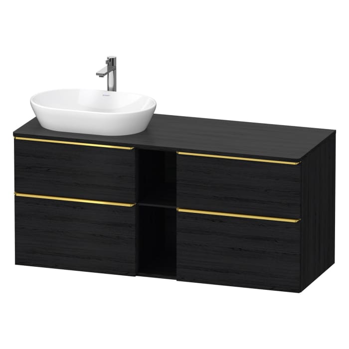 Duravit D-Neo Konsolenwaschtischunterbau für Waschtisch links 140 x 66,4 cm, 4 Auszüge, Griff gold poliert