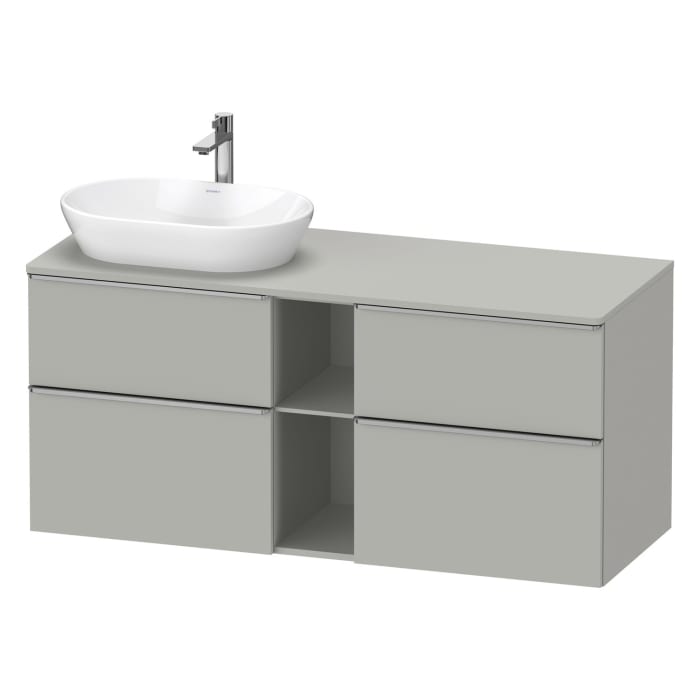 Duravit D-Neo Konsolenwaschtischunterbau für Waschtisch links 140 x 66,4 cm, 4 Auszüge, Griff edelstahl gebürstet
