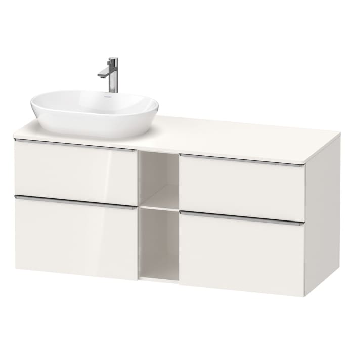 Duravit D-Neo Konsolenwaschtischunterbau für Waschtisch links 140 x 66,4 cm, 4 Auszüge, Griff edelstahl gebürstet