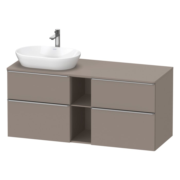 Duravit D-Neo Konsolenwaschtischunterbau für Waschtisch links 140 x 66,4 cm, 4 Auszüge, Griff edelstahl gebürstet