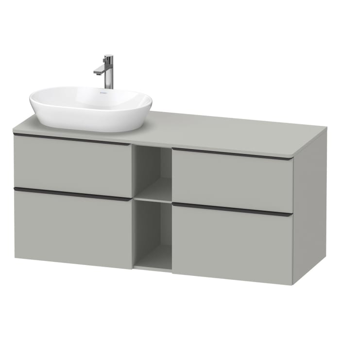Duravit D-Neo Konsolenwaschtischunterbau für Waschtisch links 140 x 66,4 cm, 4 Auszüge, Griff diamantschwarz