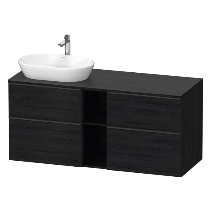 Duravit D-Neo Konsolenwaschtischunterbau für Waschtisch links 140 x 66,4 cm, 4 Auszüge, Griff diamantschwarz