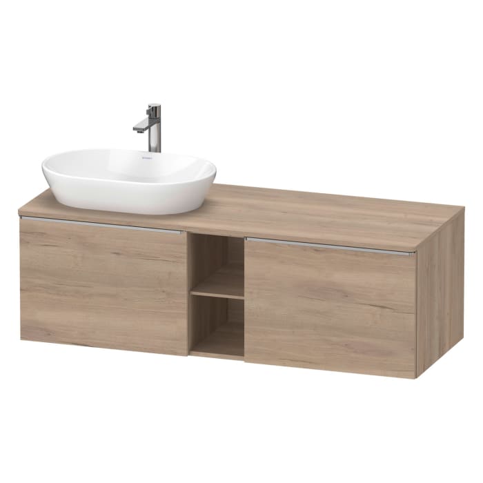 Duravit D-Neo Konsolenwaschtischunterbau für Waschtisch links 140 x 45,9 cm, 2 Auszüge, Griff edelstahl gebürstet