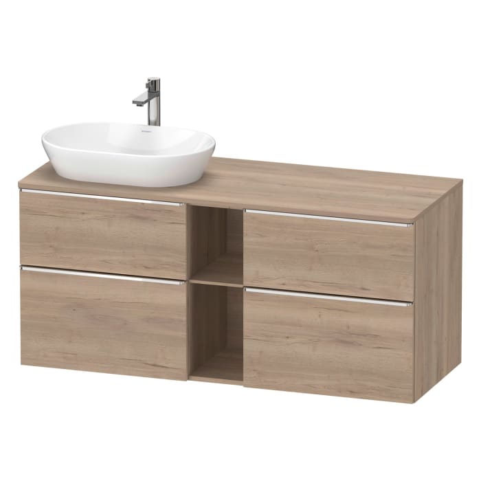 Duravit D-Neo Konsolenwaschtischunterbau für Waschtisch links 140 x 66,4 cm, 4 Auszüge, Griff chrom