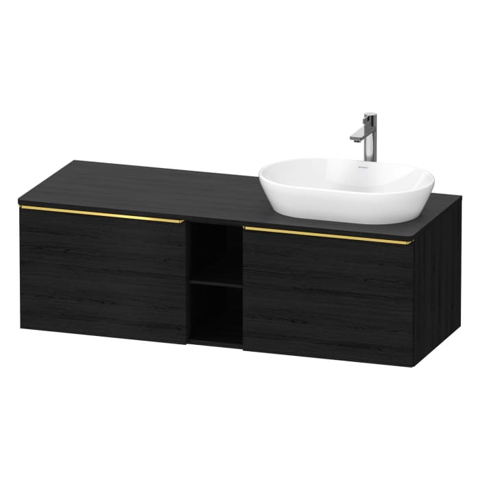 Duravit D-Neo Konsolenwaschtischunterbau für Waschtisch rechts 140 x 45,9 cm, 2 Auszüge, Griff gold poliert