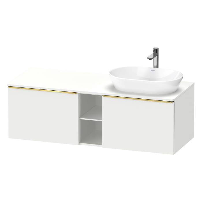 Duravit D-Neo Konsolenwaschtischunterbau für Waschtisch rechts 140 x 45,9 cm, 2 Auszüge, Griff gold poliert