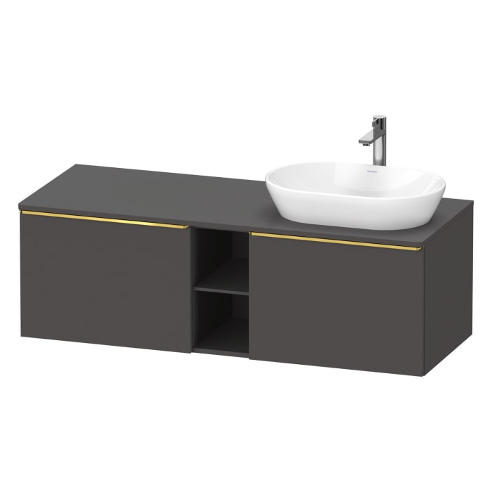 Duravit D-Neo Konsolenwaschtischunterbau für Waschtisch rechts 140 x 45,9 cm, 2 Auszüge, Griff gold poliert
