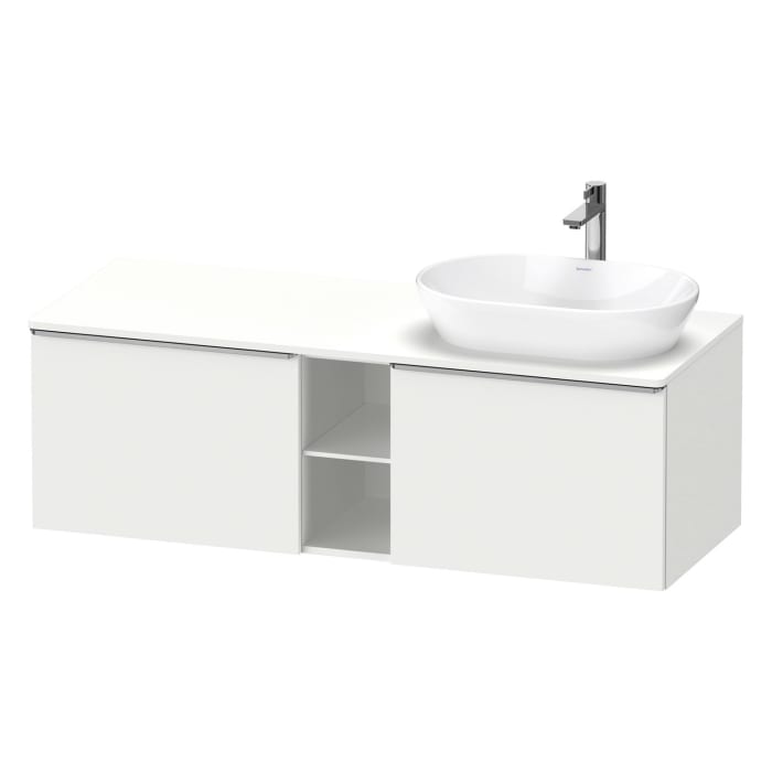 Duravit D-Neo Konsolenwaschtischunterbau für Waschtisch rechts 140 x 45,9 cm, 2 Auszüge, Griff edelstahl gebürstet