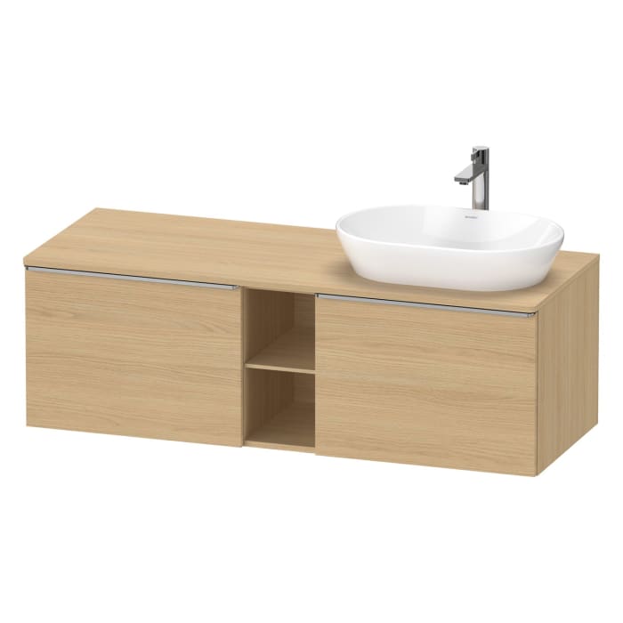 Duravit D-Neo Konsolenwaschtischunterbau für Waschtisch rechts 140 x 45,9 cm, 2 Auszüge, Griff edelstahl gebürstet