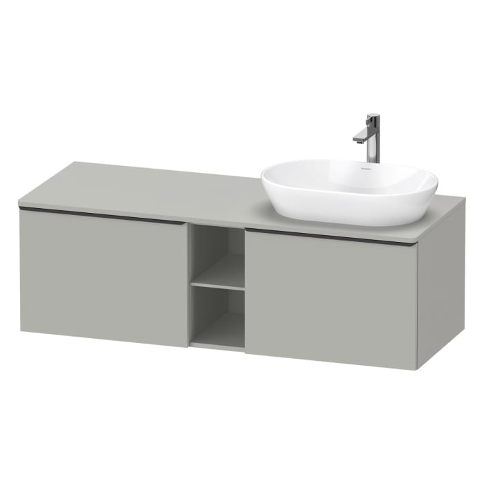 Duravit D-Neo Konsolenwaschtischunterbau für Waschtisch rechts 140 x 45,9 cm, 2 Auszüge, Griff diamantschwarz