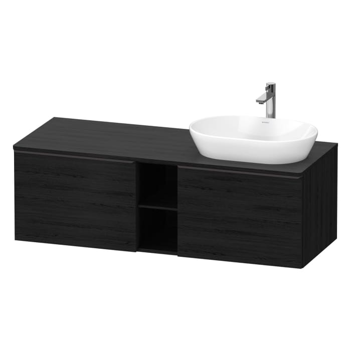 Duravit D-Neo Konsolenwaschtischunterbau für Waschtisch rechts 140 x 45,9 cm, 2 Auszüge, Griff diamantschwarz