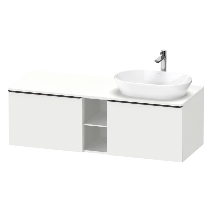 Duravit D-Neo Konsolenwaschtischunterbau für Waschtisch rechts 140 x 45,9 cm, 2 Auszüge, Griff diamantschwarz