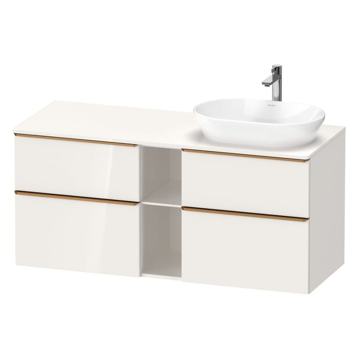 Duravit D-Neo Konsolenwaschtischunterbau für Waschtisch rechts 140 x 66,4 cm, 4 Auszüge, Griff bronze gebürstet