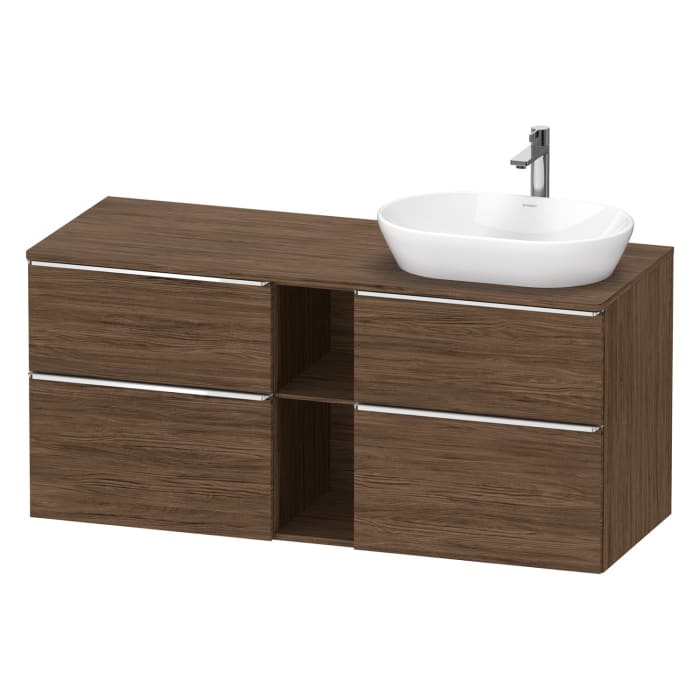 Duravit D-Neo Konsolenwaschtischunterbau für Waschtisch rechts 140 x 66,4 cm, 4 Auszüge, Griff chrom