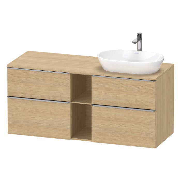 Duravit D-Neo Konsolenwaschtischunterbau für Waschtisch rechts 140 x 66,4 cm, 4 Auszüge, Griff edelstahl gebürstet