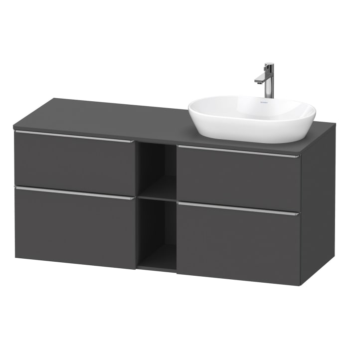 Duravit D-Neo Konsolenwaschtischunterbau für Waschtisch rechts 140 x 66,4 cm, 4 Auszüge, Griff edelstahl gebürstet