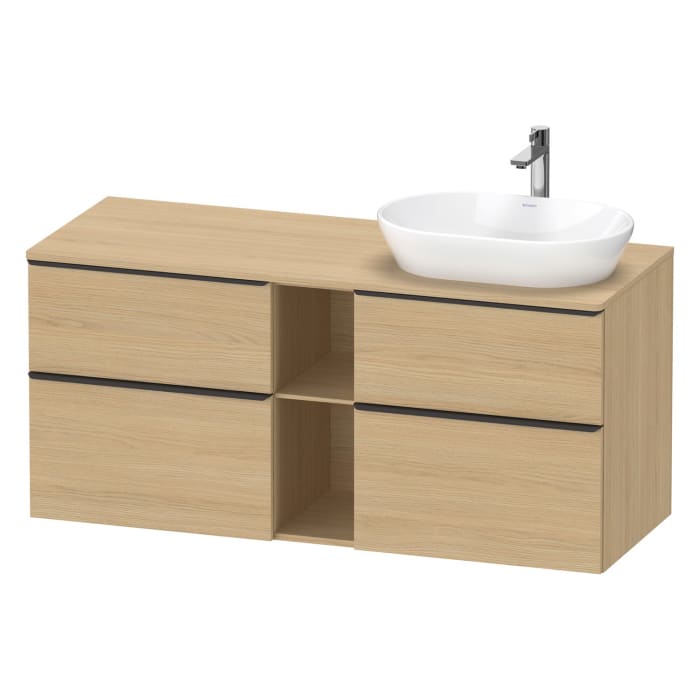 Duravit D-Neo Konsolenwaschtischunterbau für Waschtisch rechts 140 x 66,4 cm, 4 Auszüge, Griff diamantschwarz