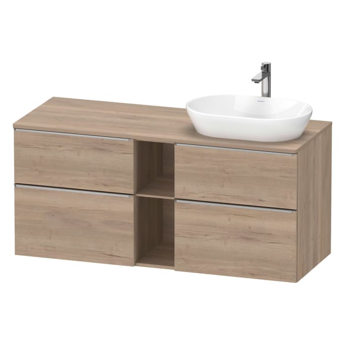 Duravit D-Neo Konsolenwaschtischunterbau für Waschtisch rechts 140 x 66,4 cm, 4 Auszüge, Griff edelstahl gebürstet