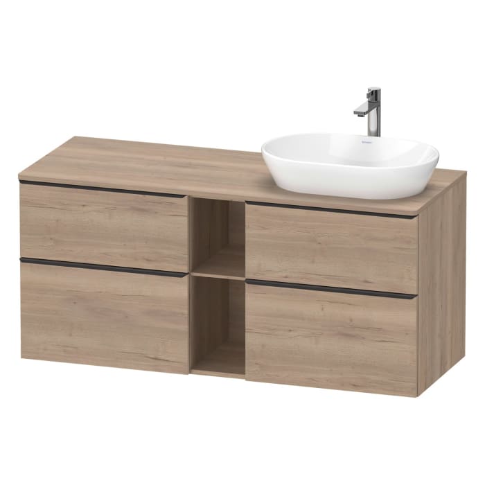Duravit D-Neo Konsolenwaschtischunterbau für Waschtisch rechts 140 x 66,4 cm, 4 Auszüge, Griff diamantschwarz