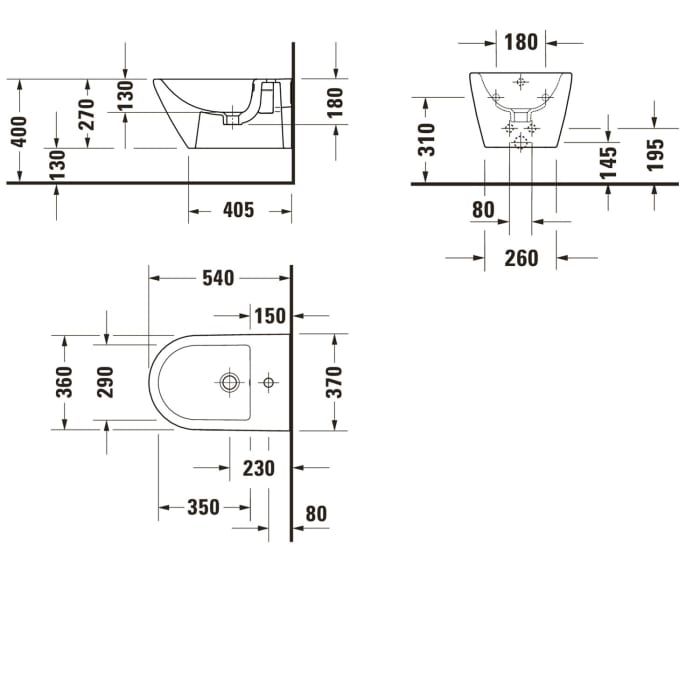Duravit D-Neo Wand-Bidet mit Durafix